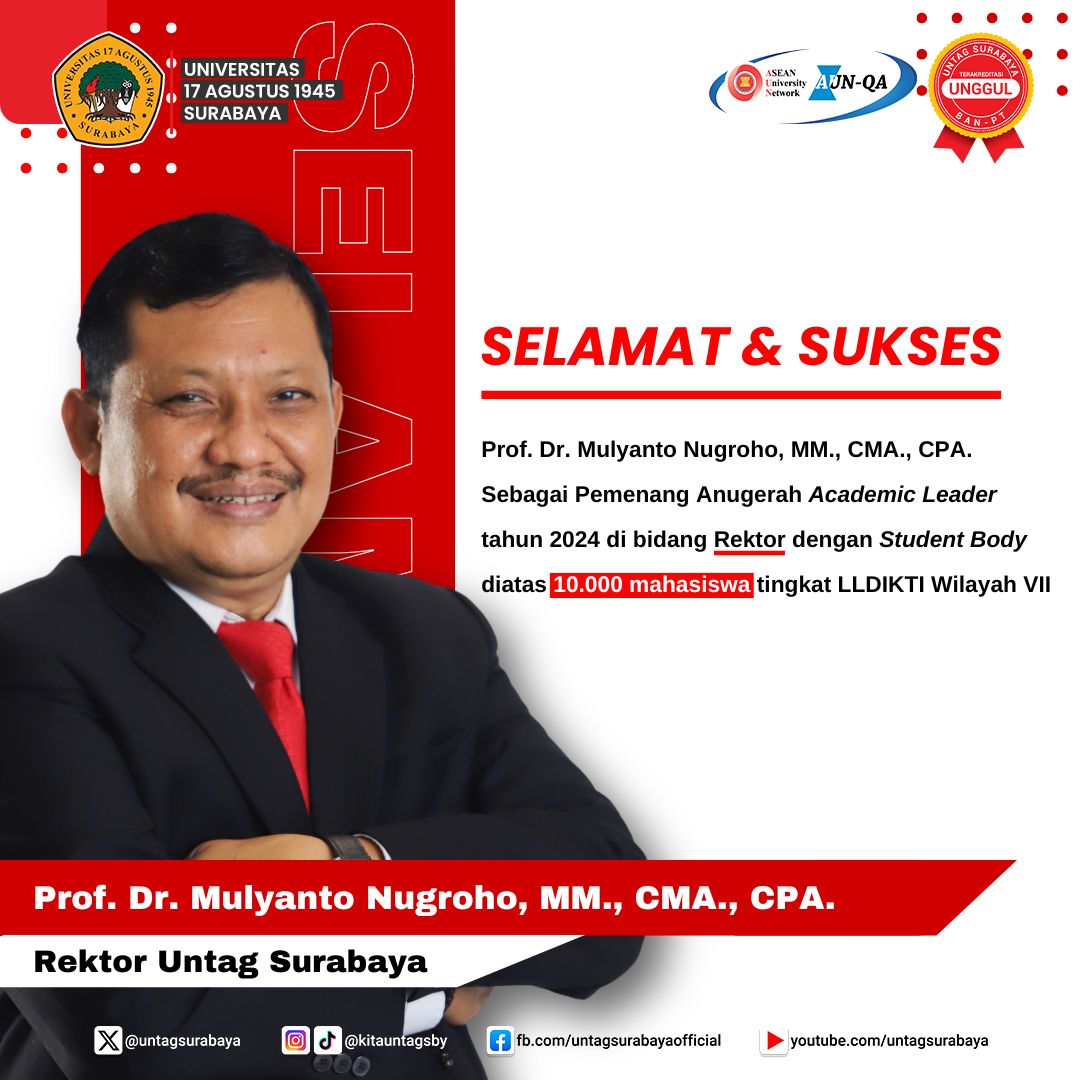 Rektor Untag Surabaya mendapat Penghargaan Academik Leader